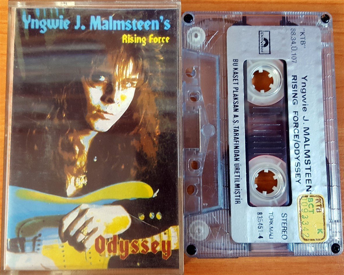 YNGWIE J. MALMSTEEN' RISING FORCE - ODYSSEY (1988) PLAKSAN CASSETTE MADE IN TURKEY ''USED'' PAPER LABEL