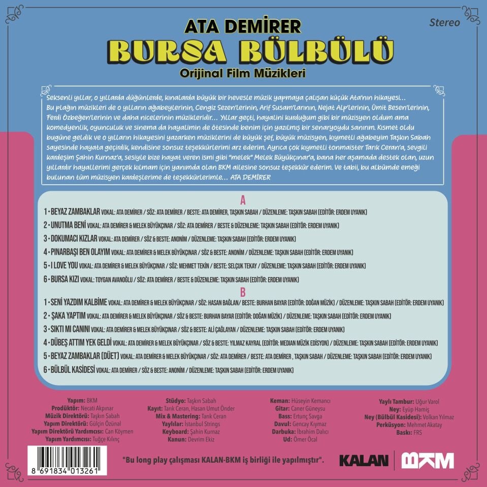 BURSA BÜLBÜLÜ - FİLM MÜZİKLERİ / ATA DEMİRER - LP SIFIR PLAK