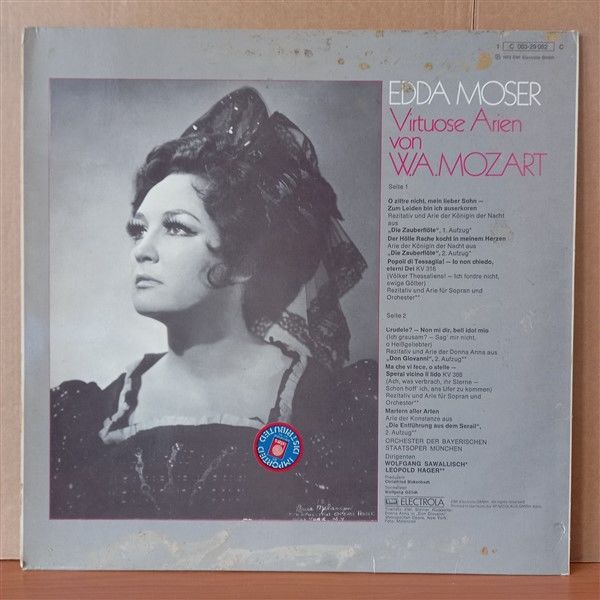 EDDA MOSER, BAYERISCHES STAATSORCHESTER, WOLFGANG SAWALLISCH, LEOPOLD HAGER – VIRTUOSE ARIEN VON W.A. MOZART (1973) - LP 2.EL PLAK