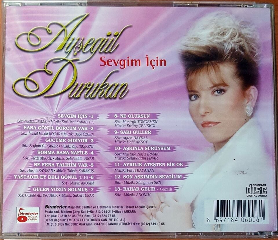 AYŞEGÜL  DURUKAN - SEVGİM İÇİN - CD 2.EL