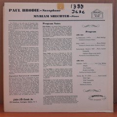 PAUL BRODIE SAXOPHONE, MYRIAM SHECHTER PIANO - PLAK 2.EL