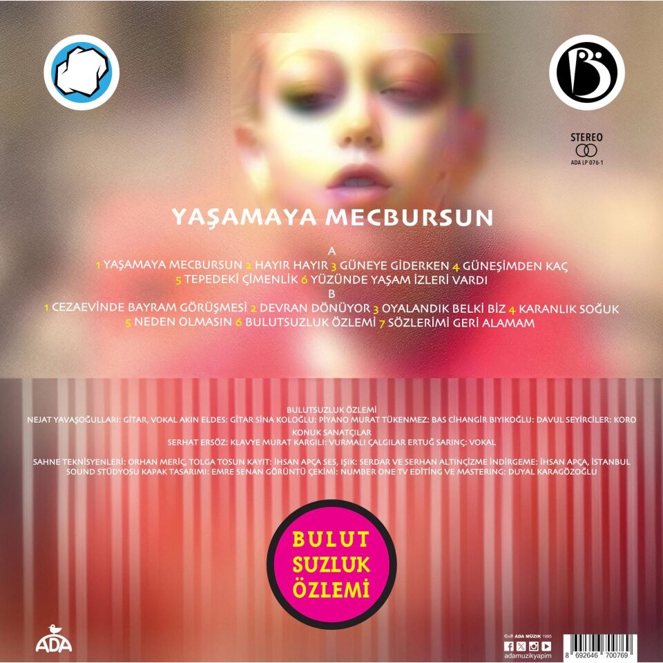 BULUTSUZLUK ÖZLEMİ - YAŞAMAYA MECBURSUN (1995) - LP 2025 BASIM SIFIR PLAK