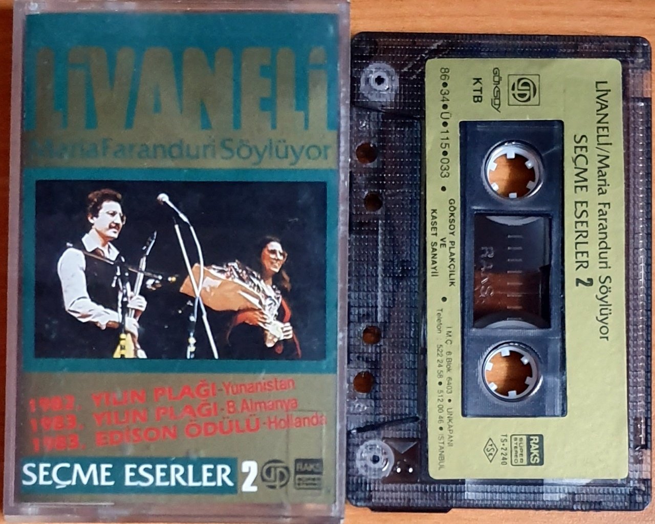ZÜLFÜ LİVANELİ - MARIA FARANDURI SÖYLÜYOR / SEÇME ESERLER 2 (1986) - KASET GÖKSOY 2.EL