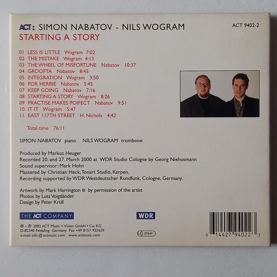 SIMON NABATOV, NILS WOGRAM – STARTING A STORY (2012) - CD DIGIPAK 2.EL