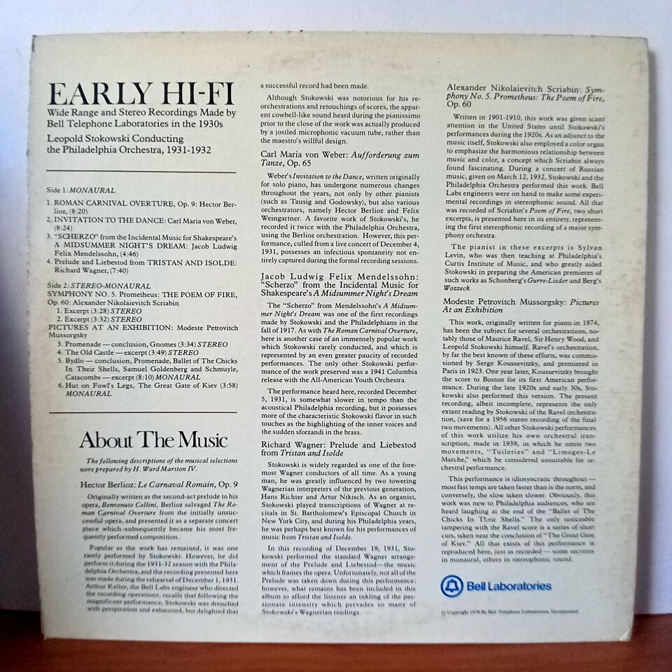 EARLY HI-FI / LEOPOLD STOKOWSKI CONDUCTING THE PHILADELPHIA ORCHESTRA (1979) - LP 2.EL PLAK