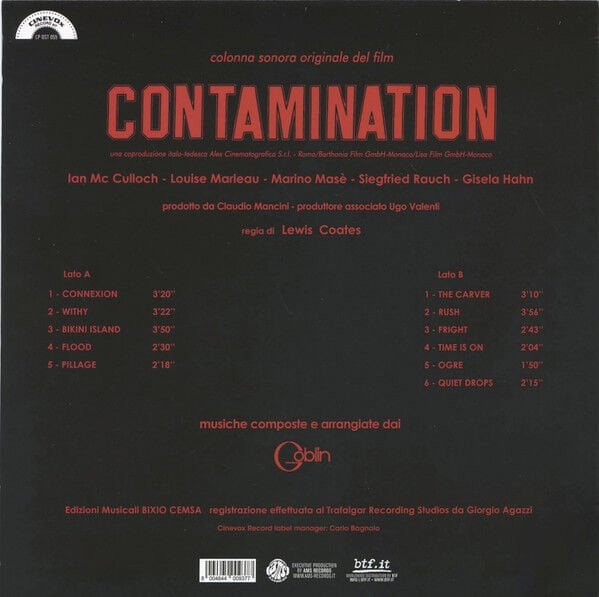 GOBLIN - CONTAMINATION (1980) SOUNDTRACK - LP 2022 CLEAR PURPLE COLOURED EDITION SIFIR PLAK