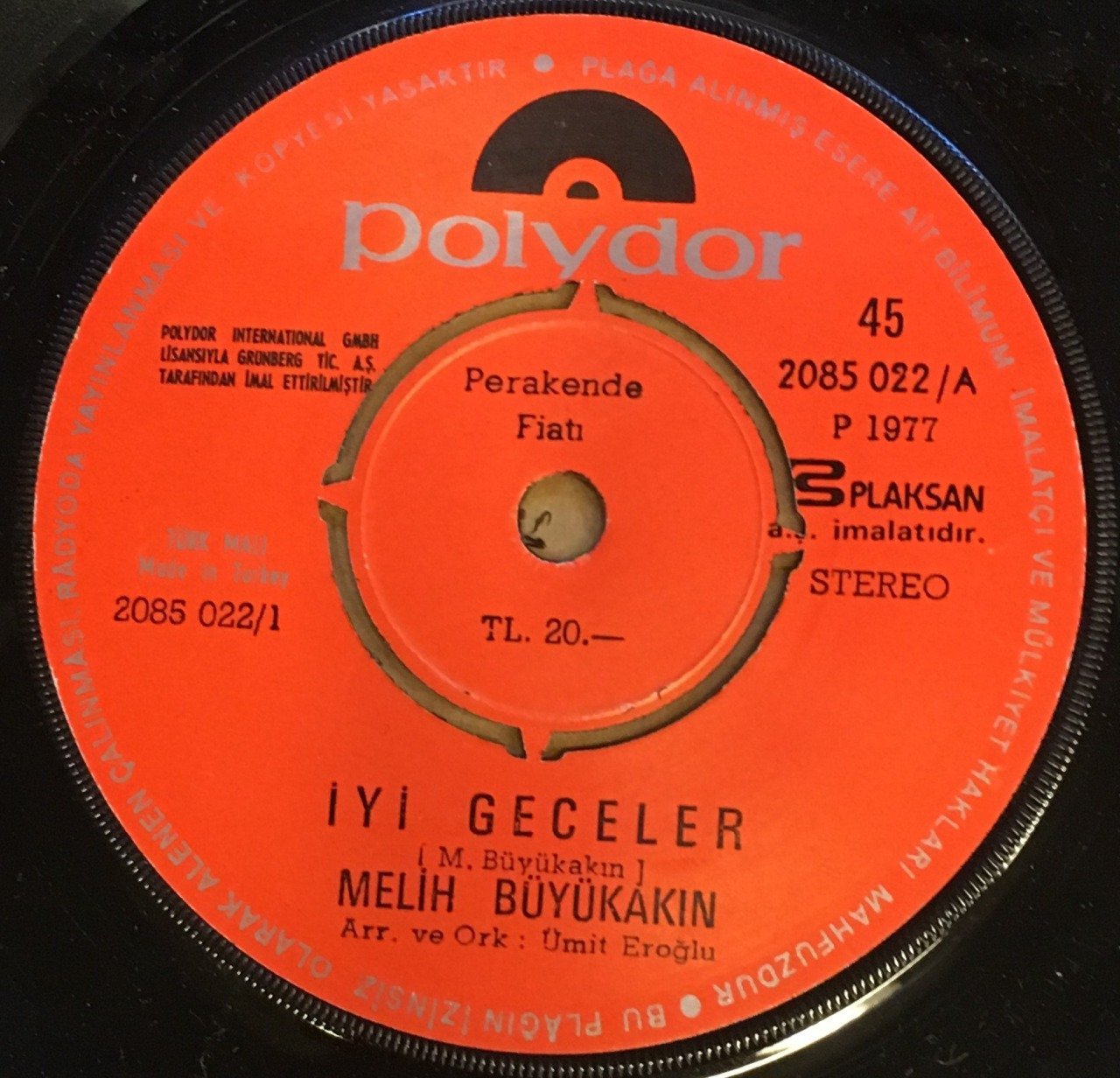 MELİH BÜYÜKAKIN - İYİ GECELER / BIRAKTIĞIMIZ YERDE 7'' 45 DEVİR
