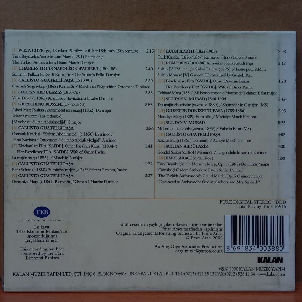 THE LONDON ACADEMY OF OTTOMAN COURT MUSIC – EUROPEAN MUSIC AT THE OTTOMAN COURT / EMRE ARACI (2000) - CD 2.EL
