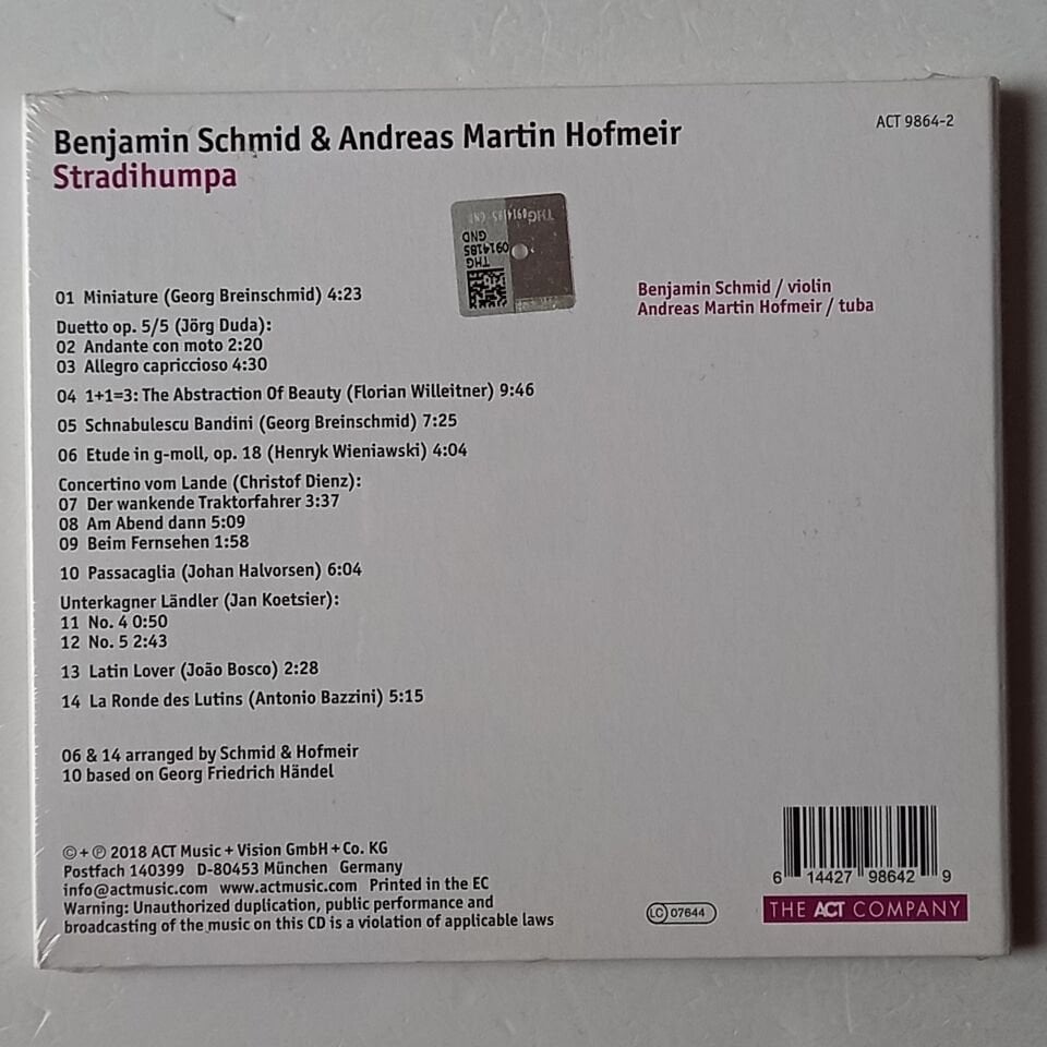 BENJAMIN SCHMID & ANDREAS MARTIN HOFMEIR – STRADIHUMPA (2018) - CD DIGIPAK AMBALAJINDA SIFIR