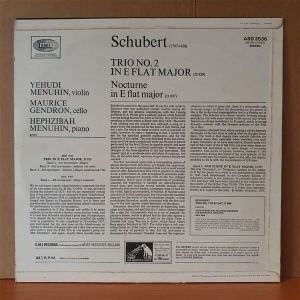SCHUBERT: TRIO NO. 2 IN E FLAT MAJOR D.929, NOCTURNE IN E FLAT MAJOR D.897 / YEHUDI MENUHIN, MAURICE GENDRON, HEPHZIBAH MENUHIN (1970) - LP 2.EL PLAK