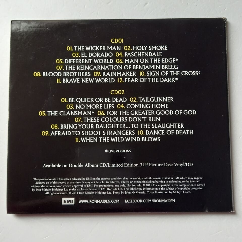 IRON MAIDEN – FROM FEAR TO ETERNITY: THE BEST OF 1990-2010 (2011) - ADVANCE REVIEW COPY 2CD CD-R DIGIPAK 2.EL