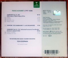 SCHUBERT - SYMPHONIES 5 & 8 / OVERTURE ''DIE ZAUBERHARFE'' / THE NETHERLANDS RADIO CHAMBER ORCHESTRA, TON KOOPMAN (1997) ERATO CD 2.EL