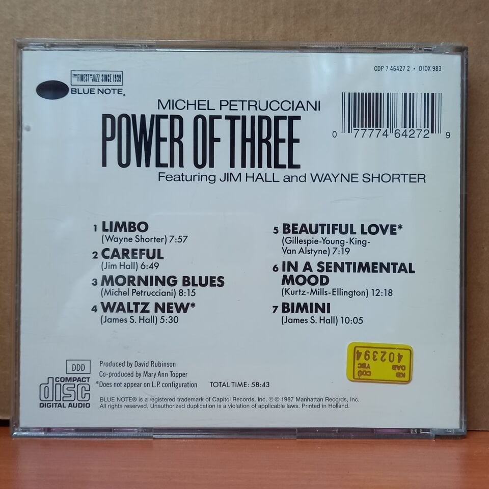 MICHEL PETRUCCIANI FEATURING JIM HALL AND WAYNE SHORTER – POWER OF THREE - CD 2.EL