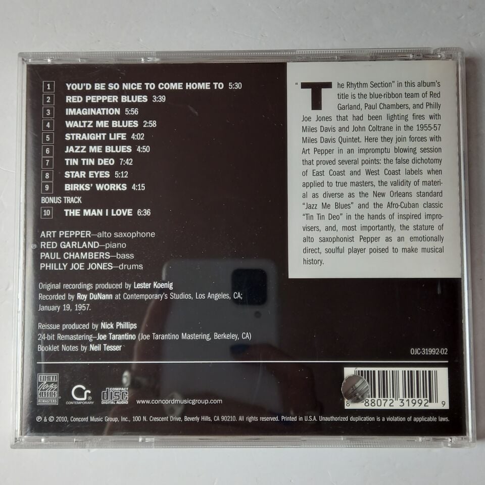 ART PEPPER – ART PEPPER MEETS THE RHYTHM SECTION (2010) - CD REMASTERED REISSUE 2.EL