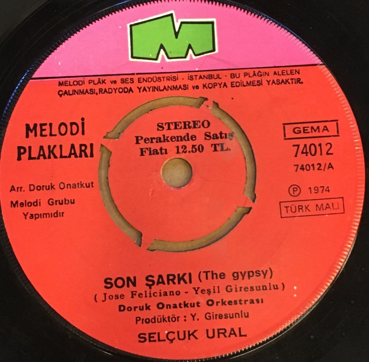 SELÇUK URAL - SON ŞARKI / SEN BİLMEDİN 7'' 45 DEVİR