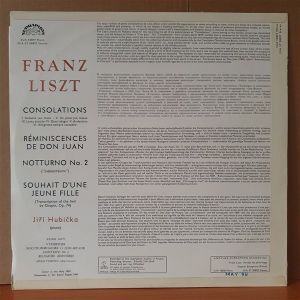 LISZT: PIANO COMPOSITIONS / JIRI HUBICKA (1969) - LP 2.EL PLAK