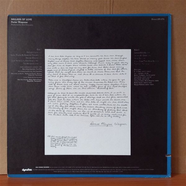 PORTER WAGONER – BALLADS OF LOVE (1972) - LP 2.EL PLAK