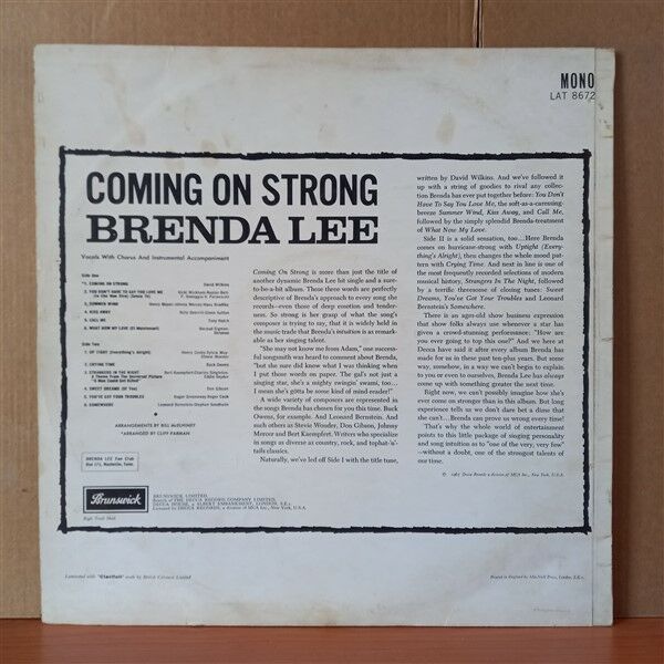 BRENDA LEE – COMING ON STRONG (1966) - LP 2.EL PLAK