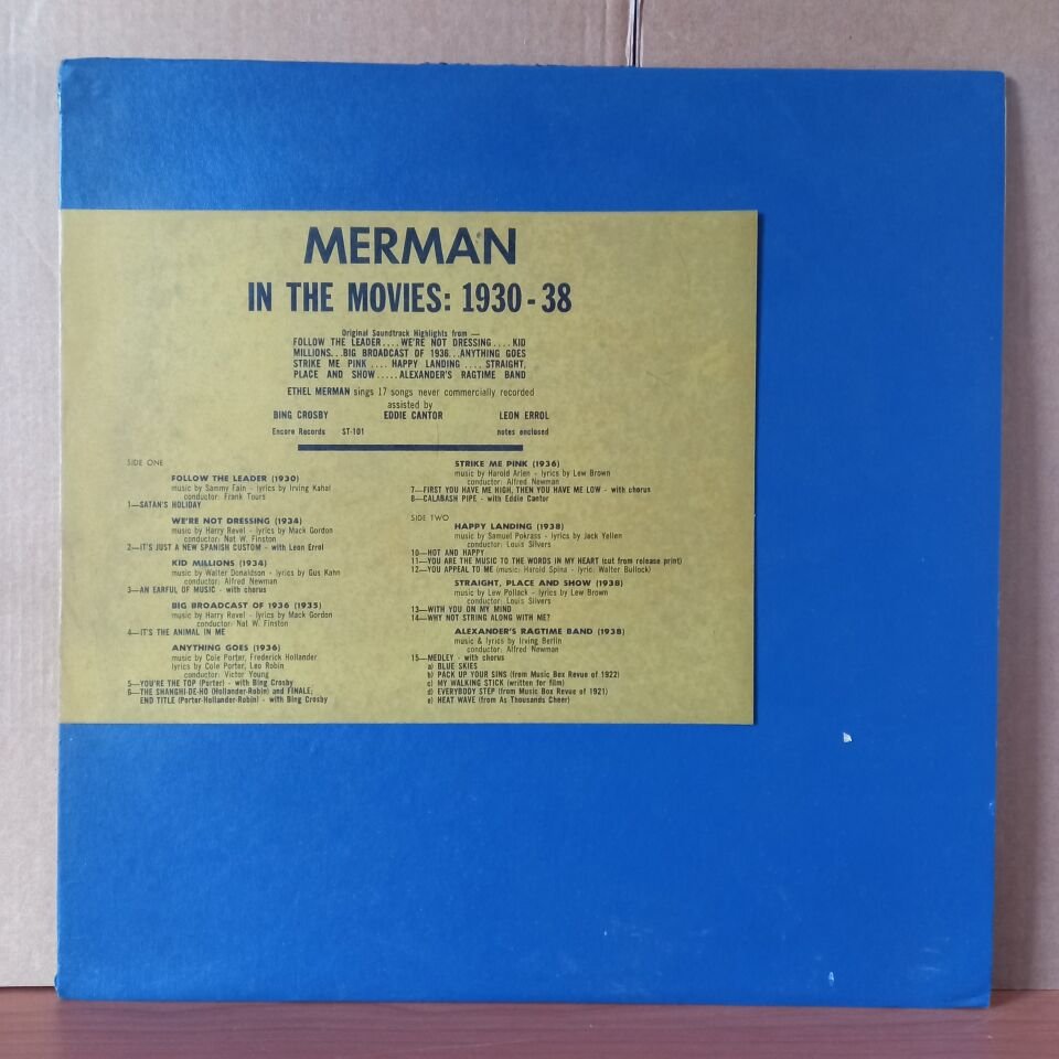 MERMAN IN THE MOVIES: 1930-38 / BING CROSBY, EDDIE CANTOR, LEON ERROL - LP 2.EL PLAK