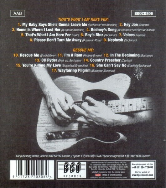 ROY BUCHANAN - THAT'S WHAT I AM HERE FOR (1973) / RESCUE ME (1974) - CD 2008 REISSUE / JEWEL CASE AMBALAJINDA SIFIR