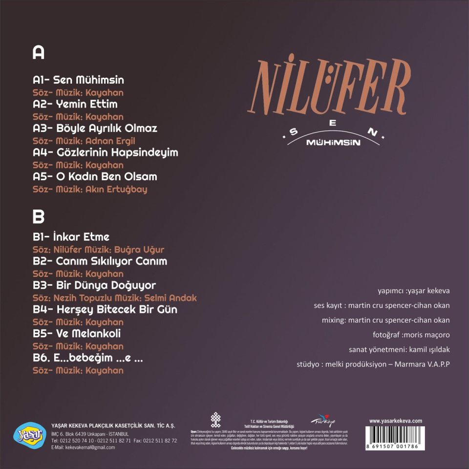 NİLÜFER - SEN MÜHİMSİN (1990) - LP 2024 EDİSYON GATEFOLD SIFIR PLAK