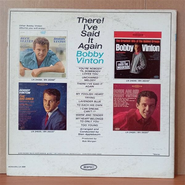 BOBBY VINTON – THERE! I'VE SAID IT AGAIN (1964) - LP 2.EL PLAK