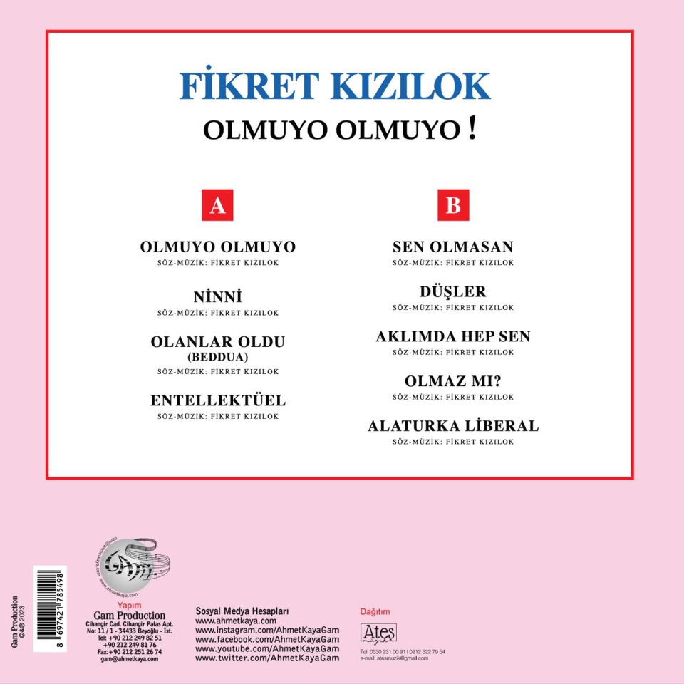 FİKRET KIZILOK - OLMUYO OLMUYO (1991) - LP 2023 SIFIR PLAK