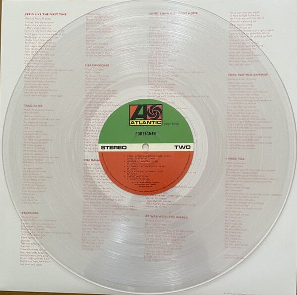 FOREIGNER - FOREIGNER (1975) - LP 2023 CLEAR COLOUTRED EDITION SIFIR PLAK