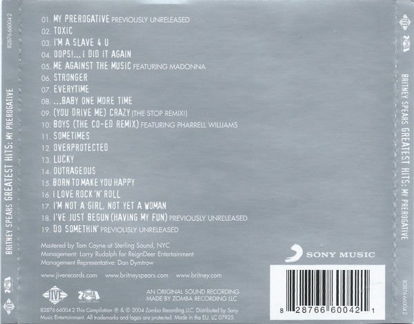 BRITNEY SPEARS – GREATEST HITS: MY PREROGATIVE (2004) - CD JEWEL CASE AMBALAJINDA SIFIR