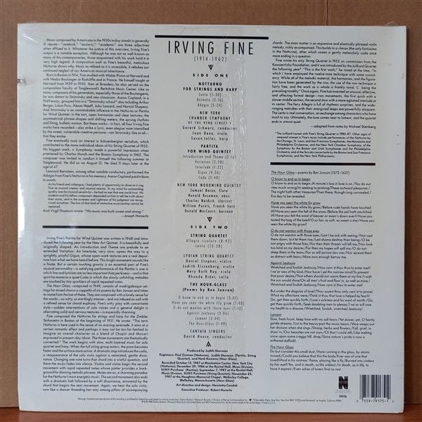 IRVING FINE – NOTTURNO, PARTITA, STRING QUARTET, THE HOUR-GLASS (1988) - LP DÖNEM BASKISI SIFIR PLAK