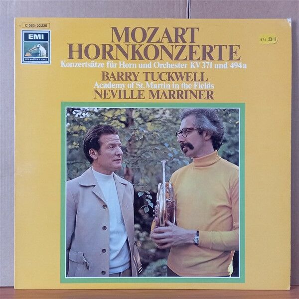 MOZART: HORNKONZERTE / KONZERTSATZE FÜR HORN UND ORCHESTER KV 371 UND 494A / BARRY TUCKWELL, ACADEMY OF ST. MARTIN-IN-THE-FIELDS, NEVILLE MARRINER (1972) - LP 2.EL PLAK