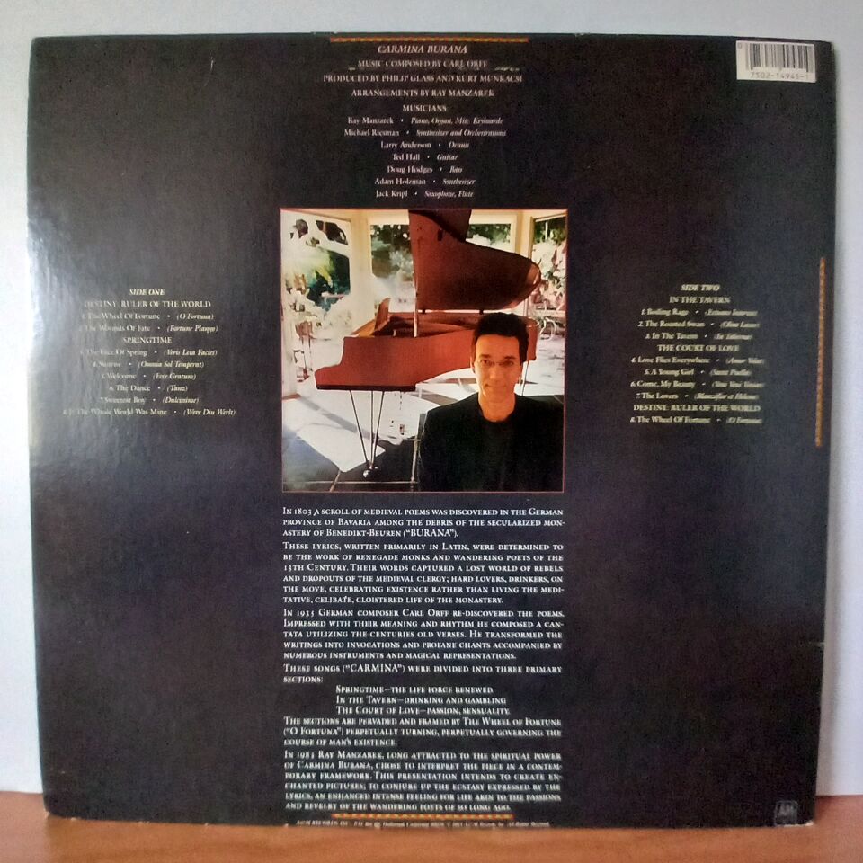 RAY MANZAREK – CARMINA BURANA (1983) - LP 2.EL PLAK