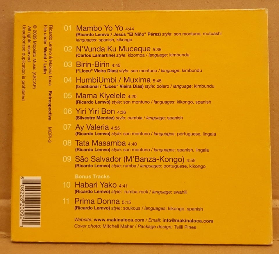 RICARDO LEMVO AND MAKINA LOCA - REROSPECTIVA (2009) - CD LATIN , AFRO CUBAN , RUMBA , BOLERO , CUMBIA / DIGIPACK 2.EL