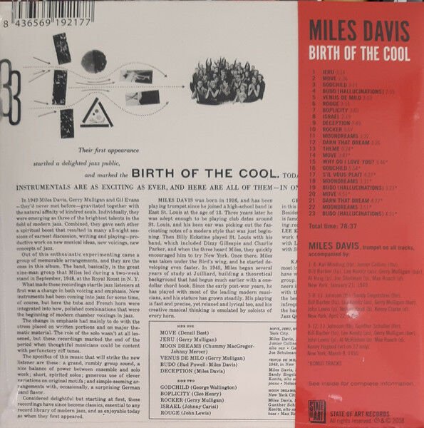 MILES DAVIS – BIRTH OF THE COOL (2018) - CD COMPILATION LIMITED EDITION REISSUE REMASTERED SIFIR