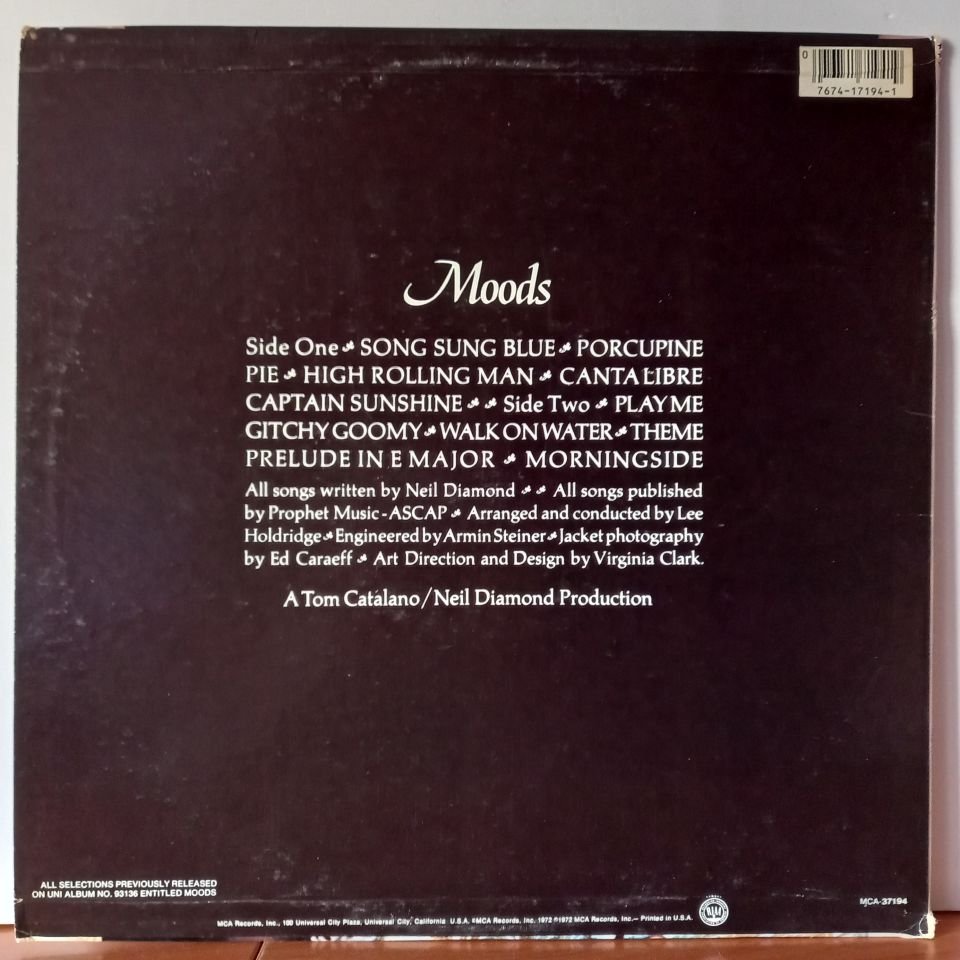 NEIL DIAMOND – MOODS (1972) - LP 2.EL PLAK