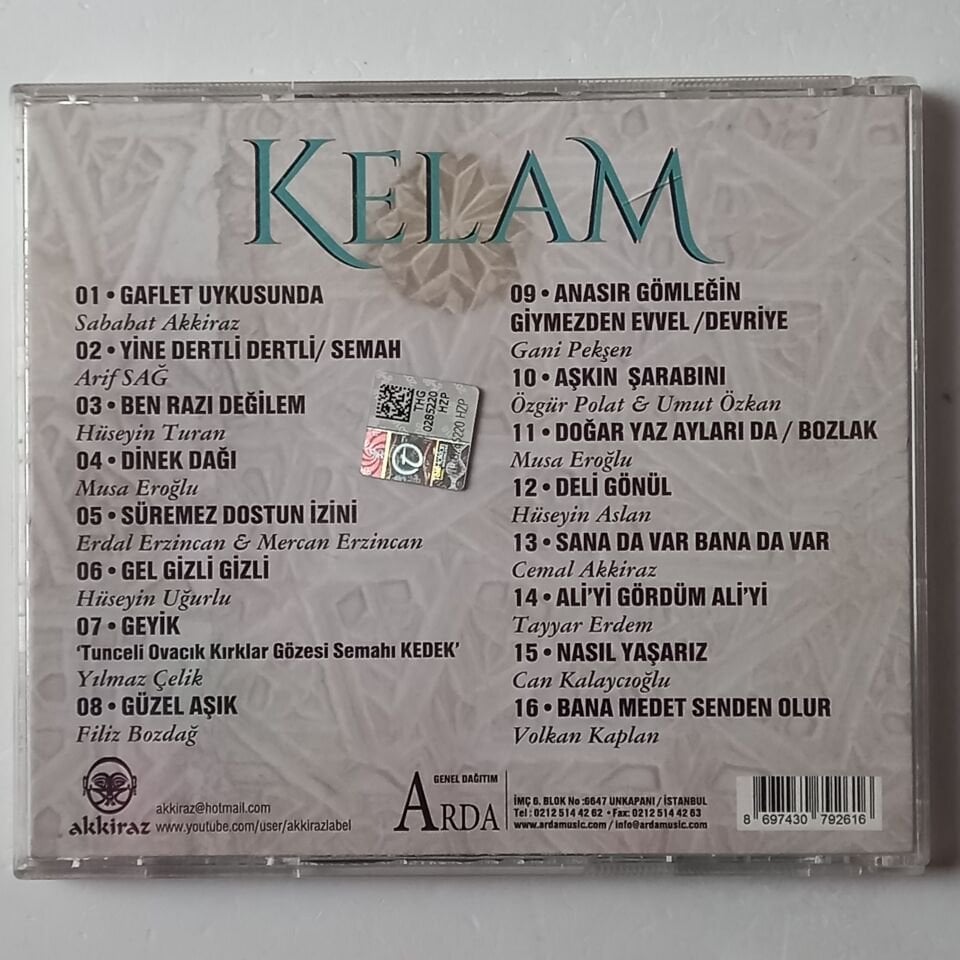 KELAM - ARİF SAĞ, SABAHAT AKKİRAZ, MUSA EROĞLU, HÜSEYİN TURAN - CD 2.EL