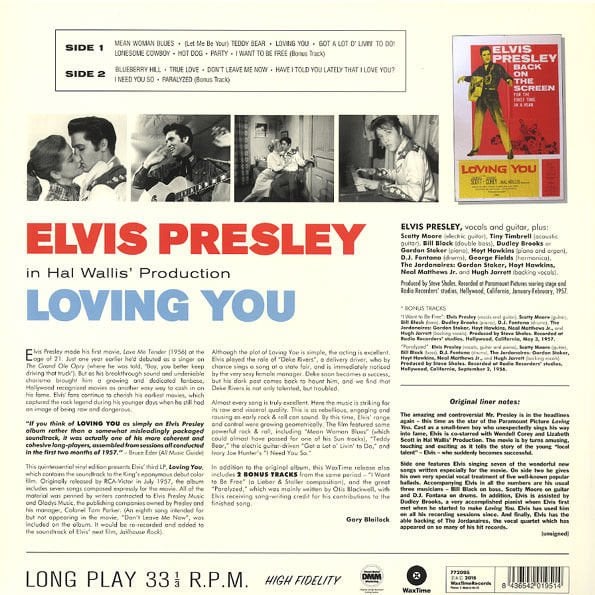 ELVIS PRESLEY ‎– LOVING YOU (1957) - LP 2015 LIMITED EDITION REISSUE SIFIR PLAK