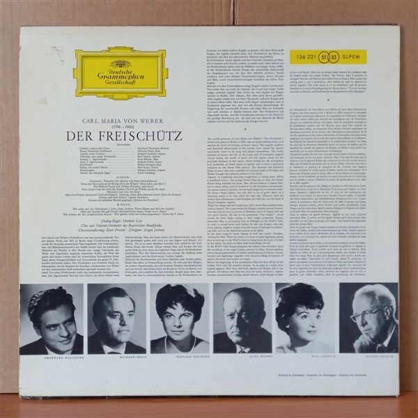 CARL MARIA VON WEBER: DER FREISCHÜTZ / IRMGARD SEEFRIED, RITA STREICH, KURT BÖHME, RICHARD HOLM, EBERHARD WAECHTER, EUGEN JOCHUM (1964) - LP 2.EL PLAK