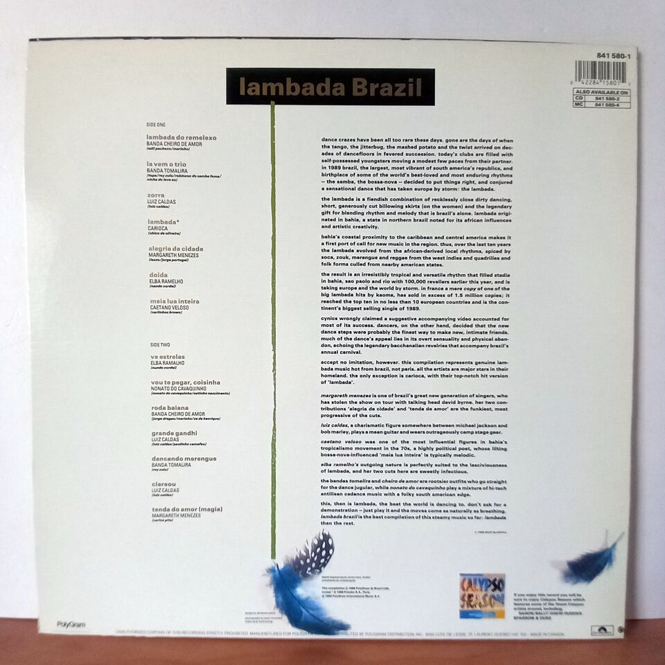 VARIOUS – LAMBADA BRAZIL / LUIZ CALDAS, ELBA RAMELHO, BANDA TOMALIRA (1989) - LP 2.EL PLAK