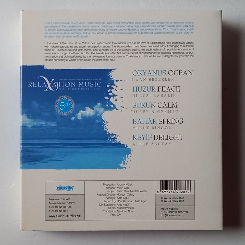 RELAXATION MUSIC WITH TURKISH INSTRUMENTS / TÜRK ENSTRÜMANLARIYLA HUZUR VEREN TINILAR - 5CD 2.EL