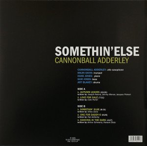 CANNONBALL ADDERLEY – SOMETHIN' ELSE (1958) - LP 180GR 2012 EDITION SIFIR PLAK
