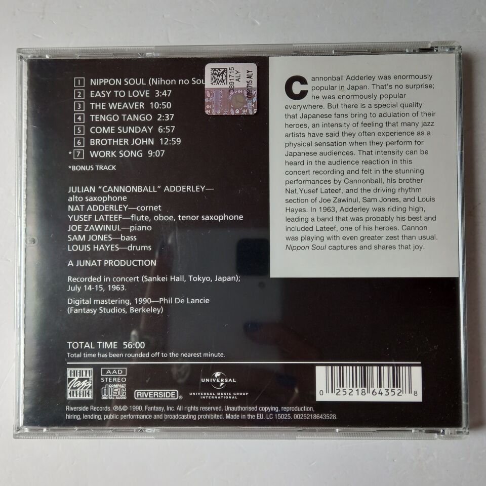 CANNONBALL ADDERLEY SEXTET – NIPPON SOUL (1963) - CD 1990 REISSUE 2.EL