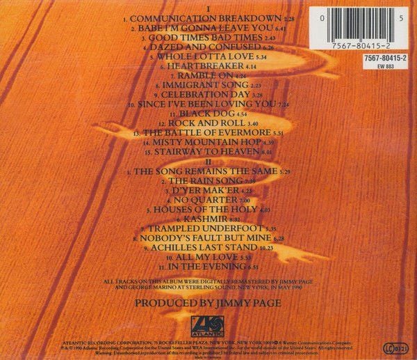 LED ZEPPELIN – REMASTERS (1990) - 2CD JEWEL CASE AMBALAJINDA SIFIR