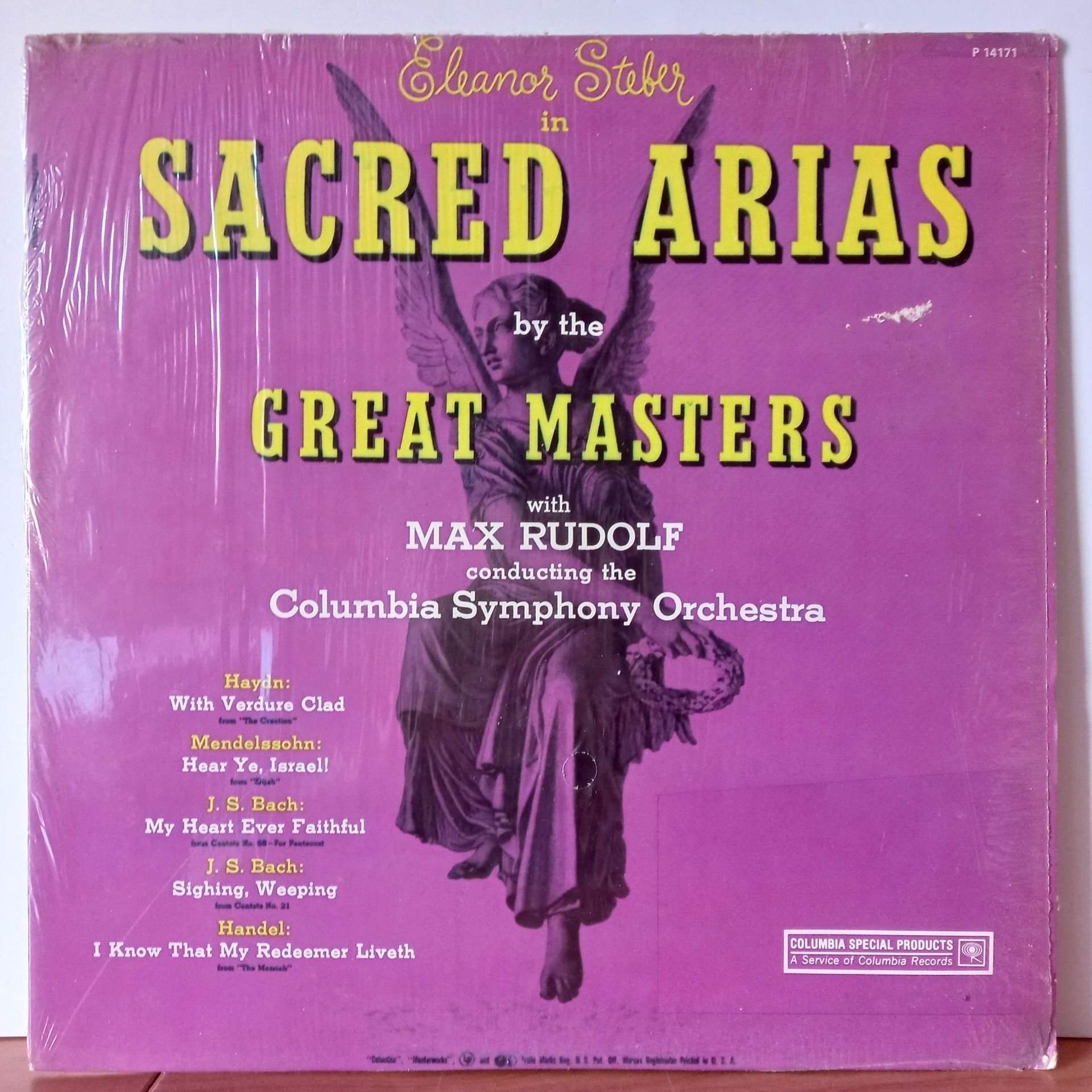 ELEANOR STEBER WITH MAX RUDOLF CONDUCTING THE COLUMBIA SYMPHONY ORCHESTRA – SACRED ARIAS BY THE GREAT MASTERS - LP 2.EL PLAK