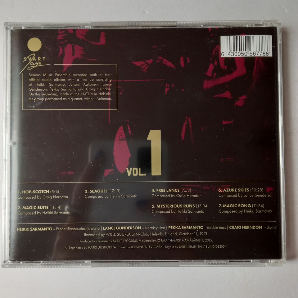 HEIKKI SARMANTO SERIOUS MUSIC ENSEMBLE – THE HELSINKI TAPES / LIVE AT N-CLUB 1971-1972, VOL. 1 (1996) - CD 2.EL