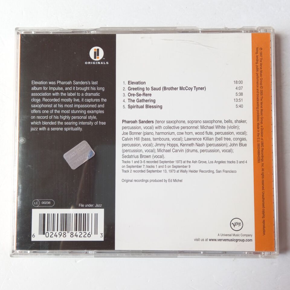 PHAROAH SANDERS – ELEVATION (1974) - CD 2005 REMASTERED REISSUE 2.EL