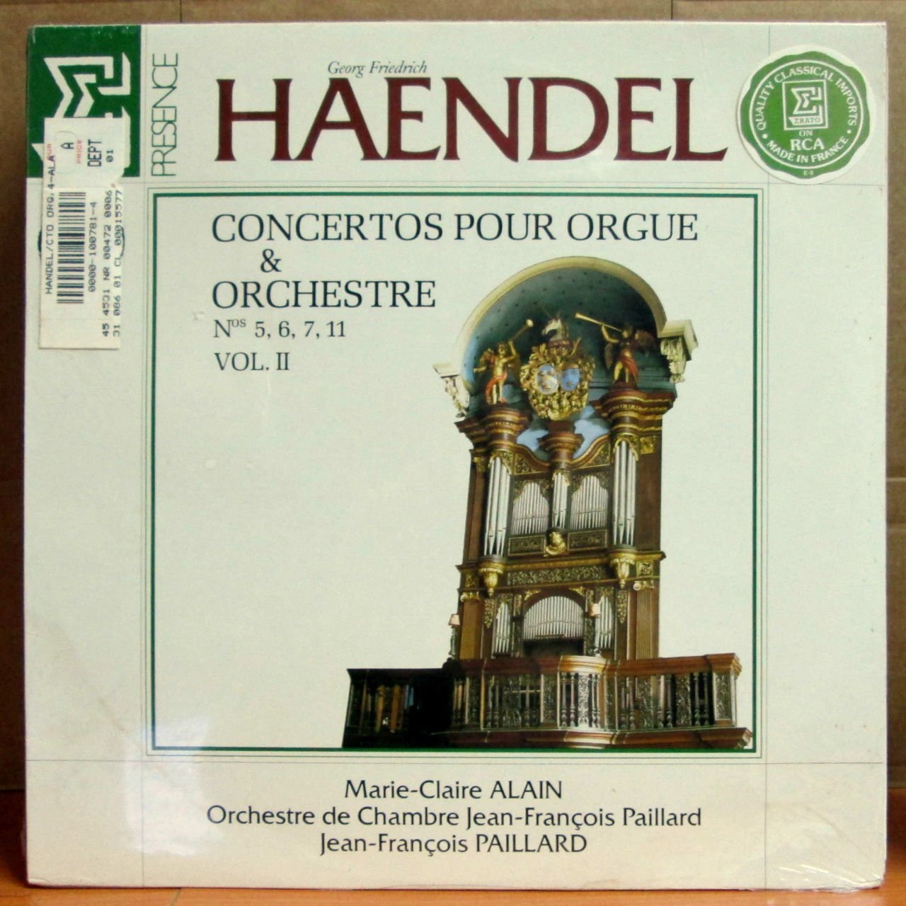 HANDEL CONCERTOS POUR ORGUE & ORCH. LP SIFIR
