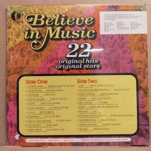 BELIEVE IN MUSIC - 22 ORIGINAL HITS / CHER ERIC CLAPTON SLADE ROD STEWART BOBBY WINTON etc (1972) - LP DÖNEM BASKI CUT-OUT SIFIR PLAK
