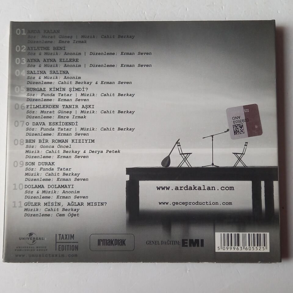 CAHİT BERKAY & DERYA PETEK – ARDA KALAN (2012) - CD DIGIPAK 2.EL