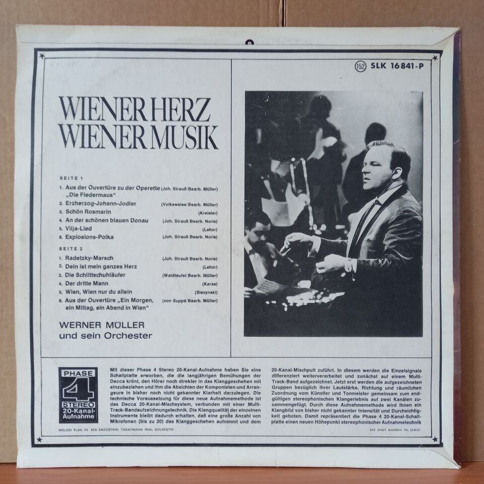 WIENER HERZ, WIENER MUSIK / WERNER MÜLLER UND SEIN ORCHESTER (1970) - LP YERLİ BASKI 2.EL PLAK